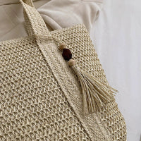 Grand sac cabas en paille zippé
