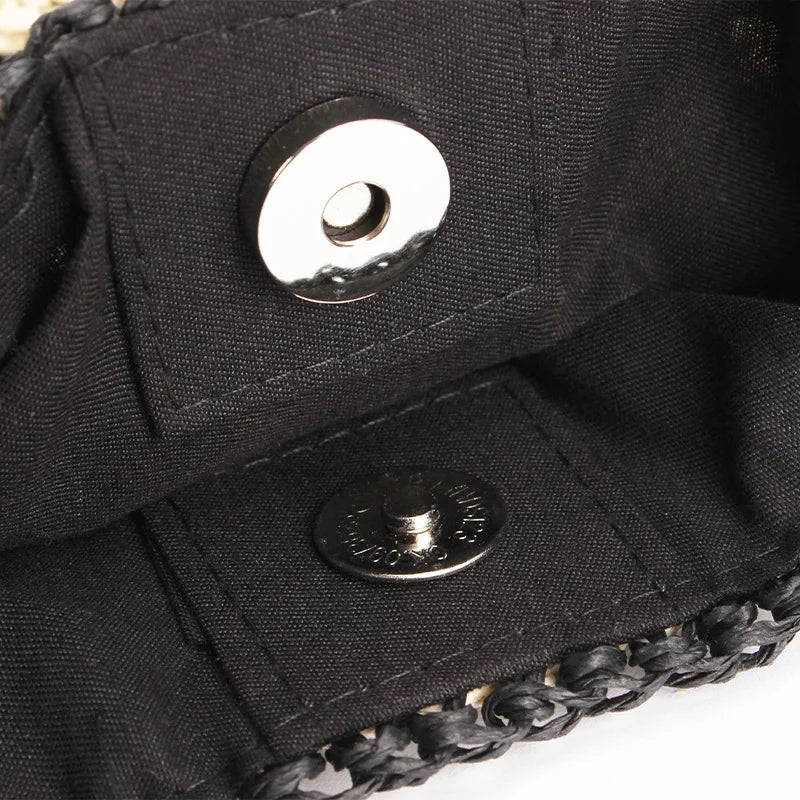 Sac cabas en paille à fermeture magnétique