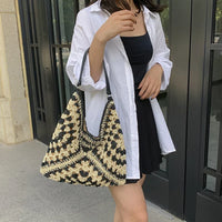 Sac cabas en paille à fermeture magnétique