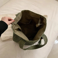 Grand sac cabas en paille zippé