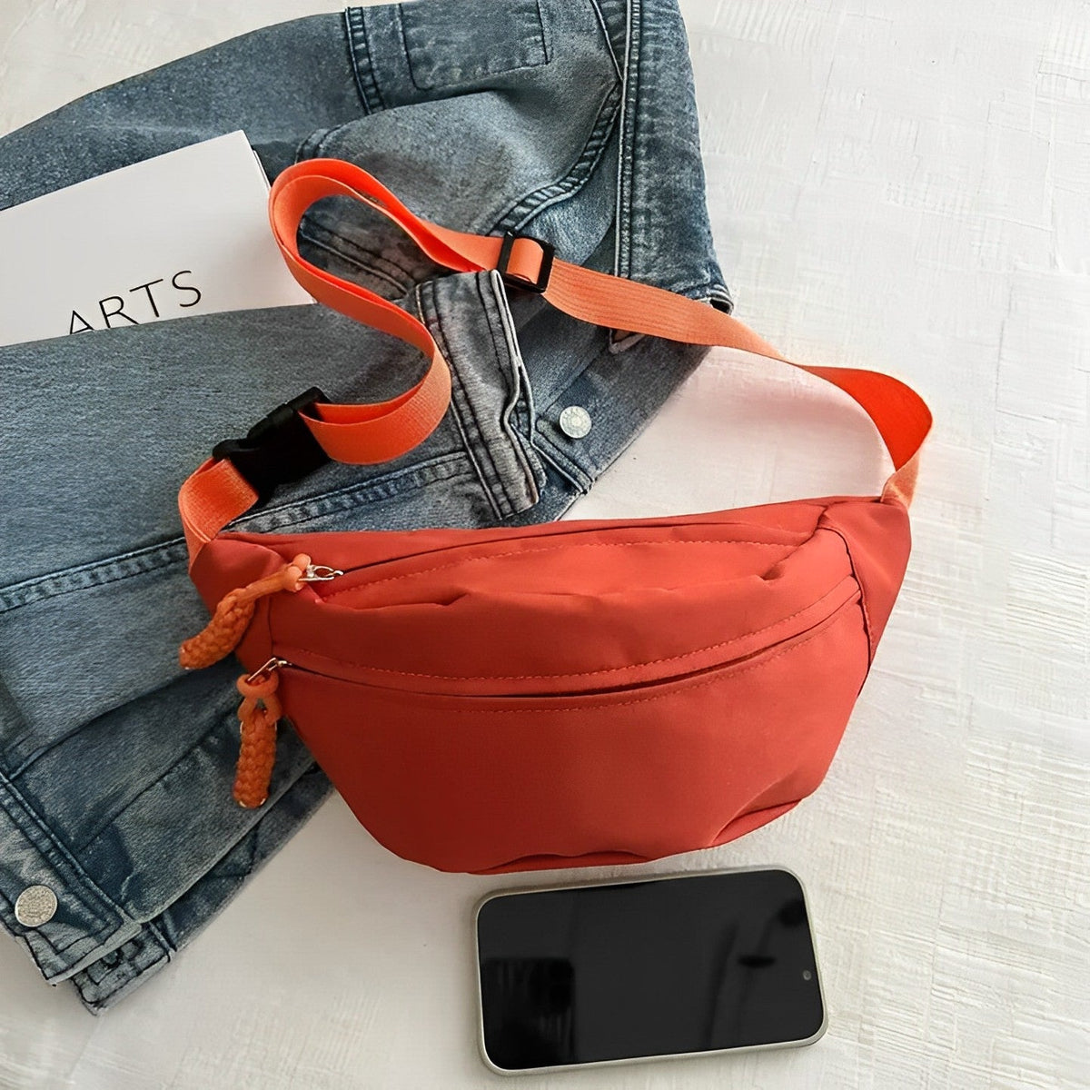Sac banane bandoulière en nylon à sangle large