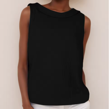Blouse sans manches élégante à col rabattu
