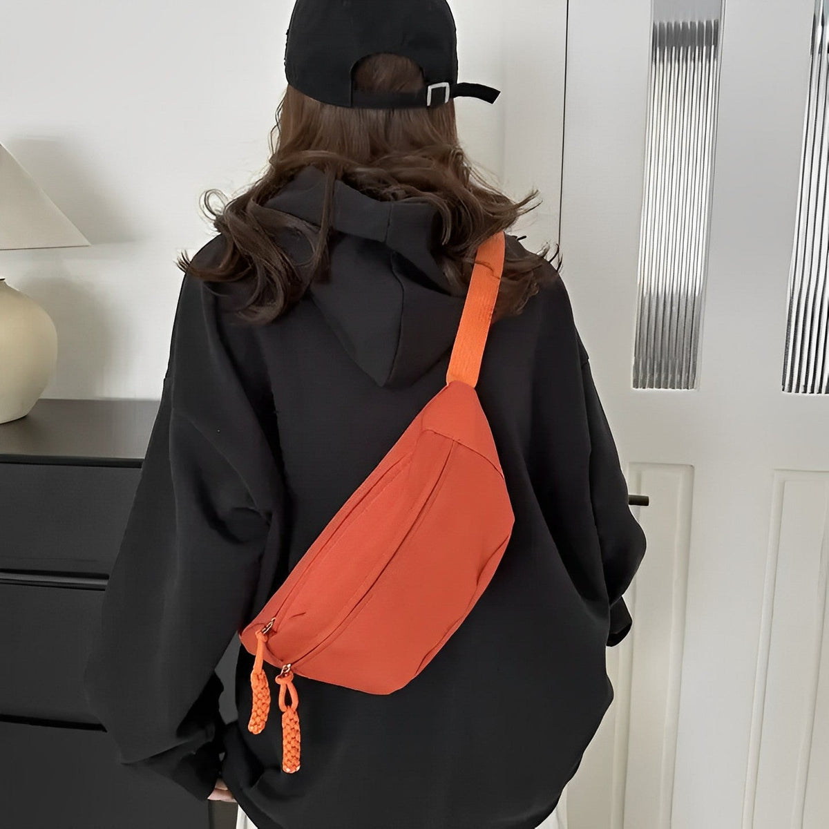 Sac banane bandoulière en nylon à sangle large