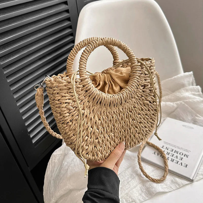 Sac à main en paille à bandoulière