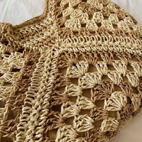 Sac cabas en paille à fermeture magnétique