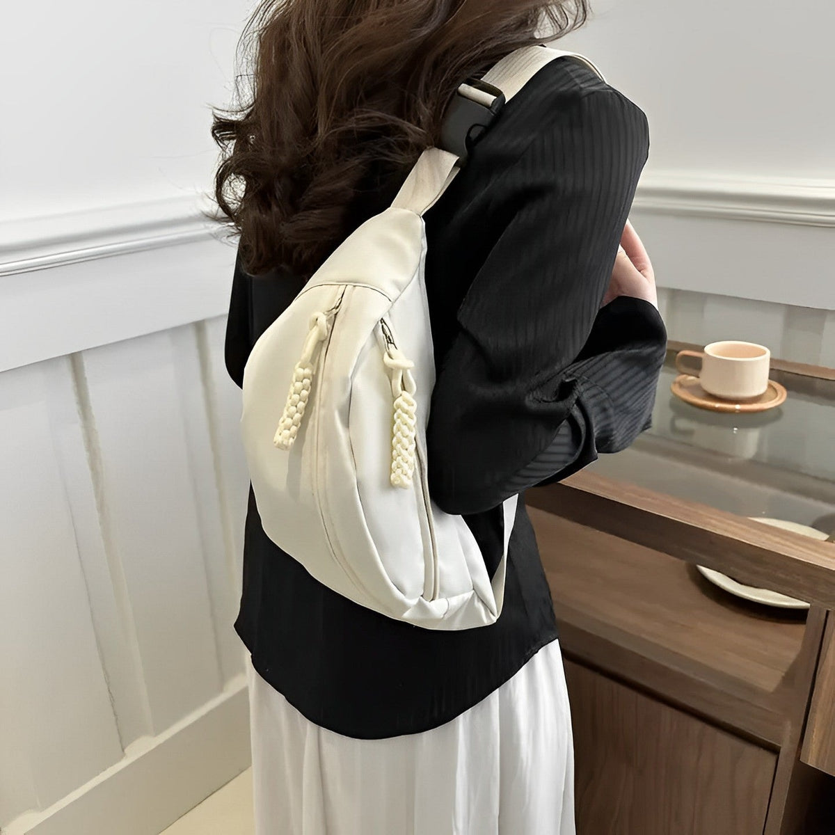 Sac banane bandoulière en nylon à sangle large