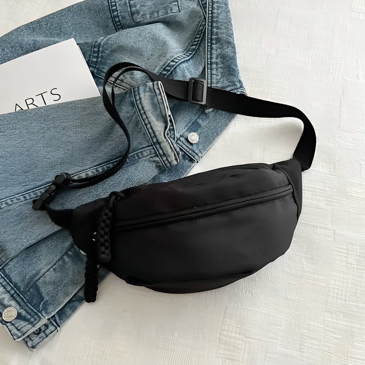 Sac banane bandoulière en nylon à sangle large