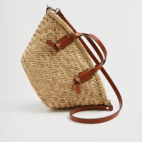 Petit sac cabas en paille à bandoulière amovible