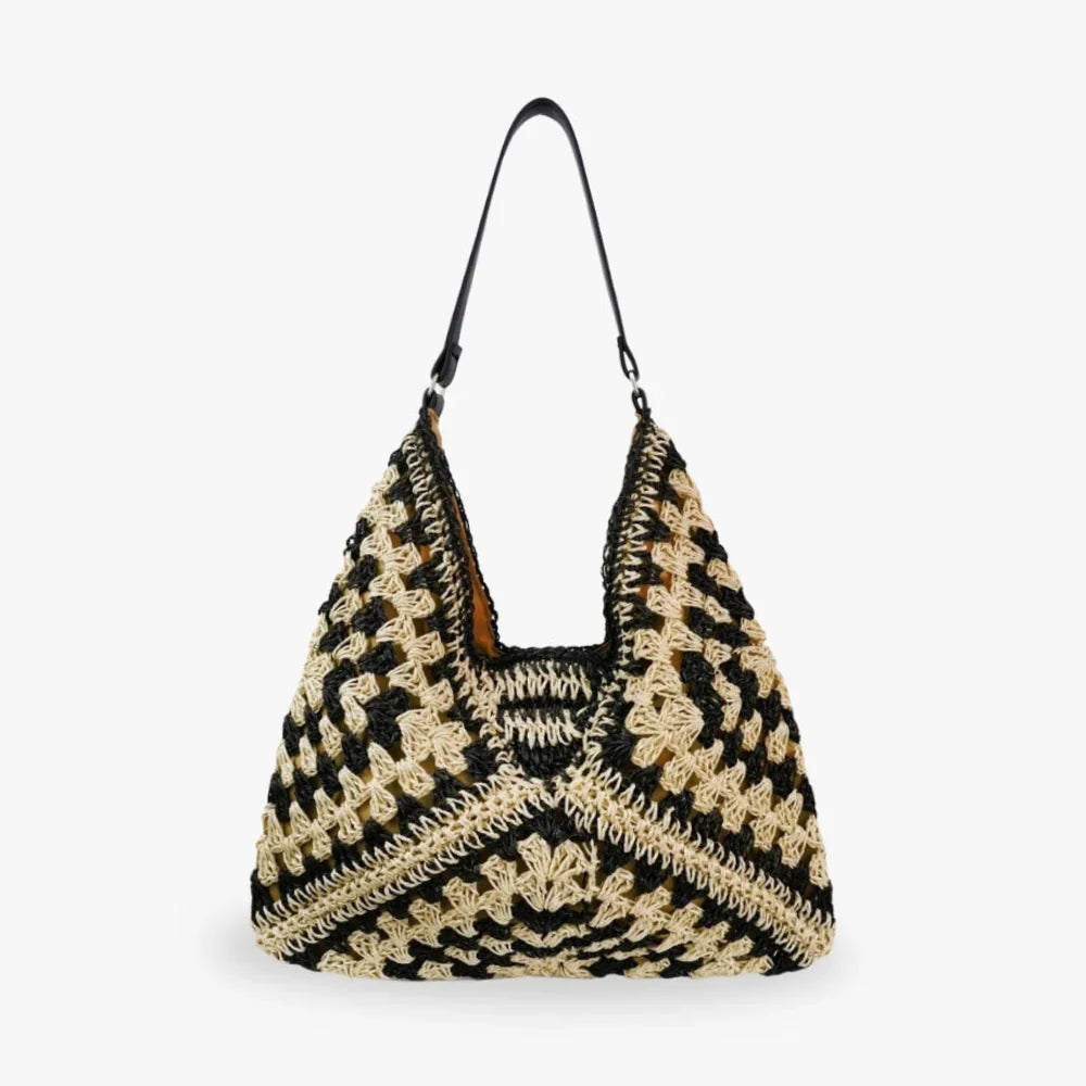 Sac cabas en paille à fermeture magnétique
