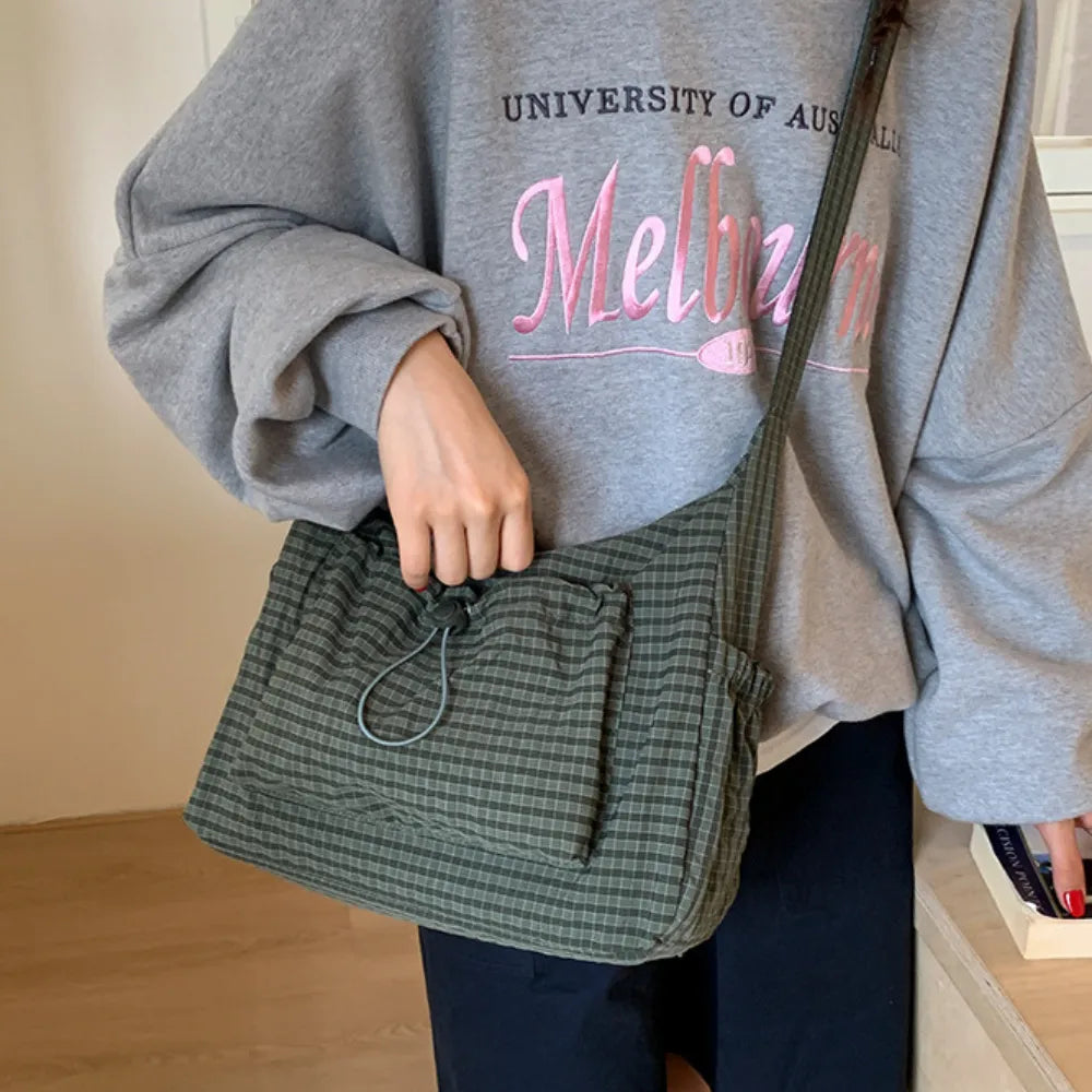 Sac bandoulière à carreaux en nylon