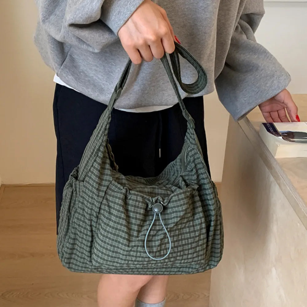 Sac bandoulière à carreaux en nylon
