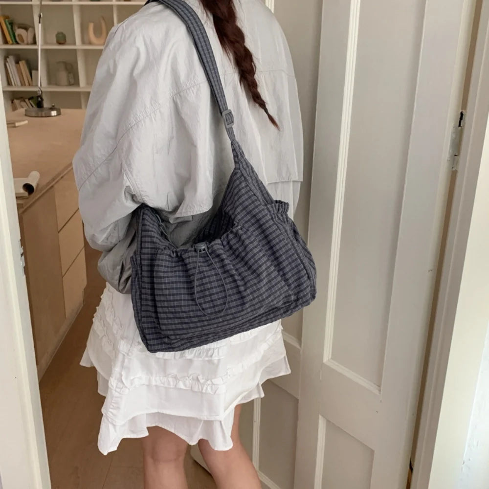 Sac bandoulière à carreaux en nylon