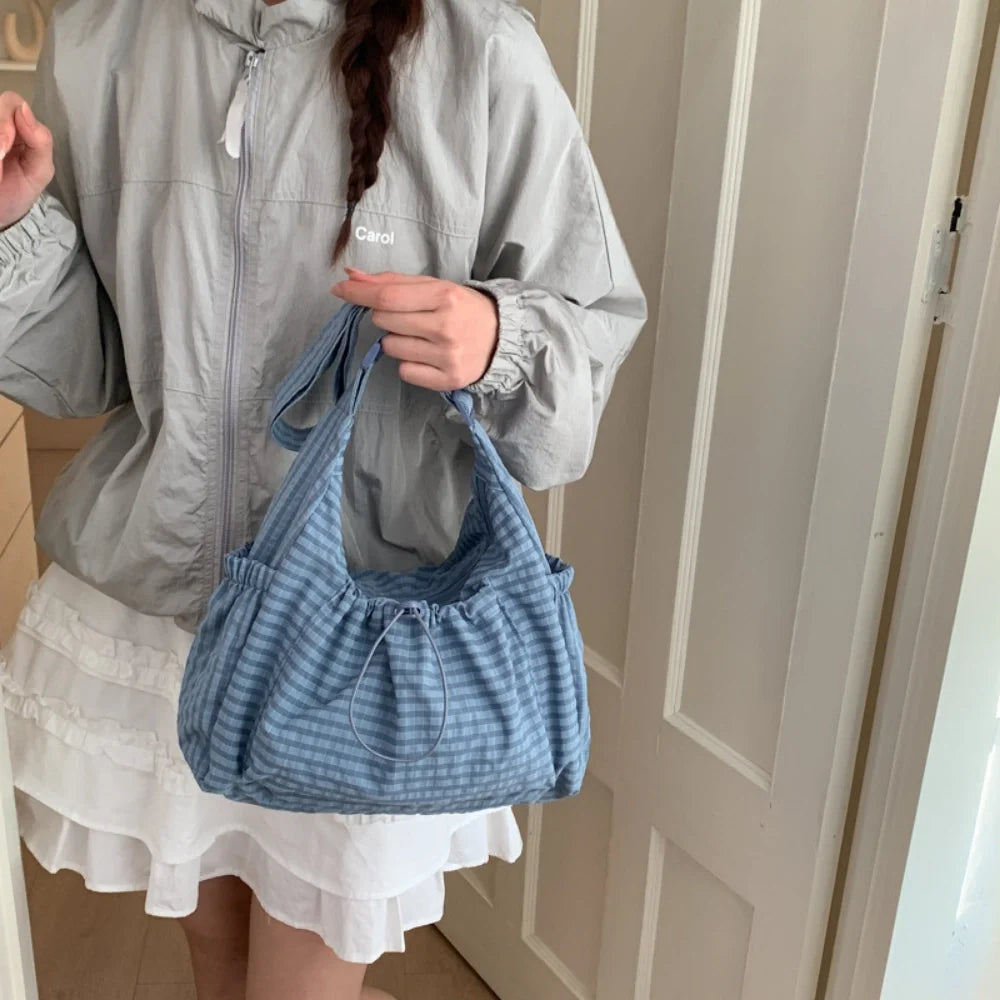 Sac bandoulière à carreaux en nylon