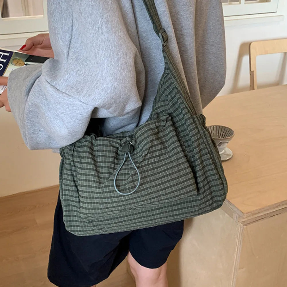 Sac bandoulière à carreaux en nylon