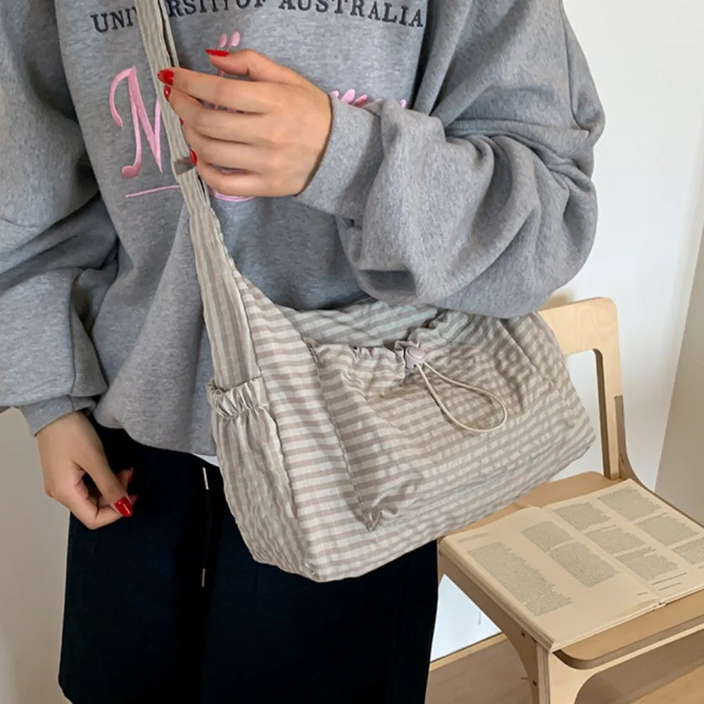 Sac bandoulière à carreaux en nylon