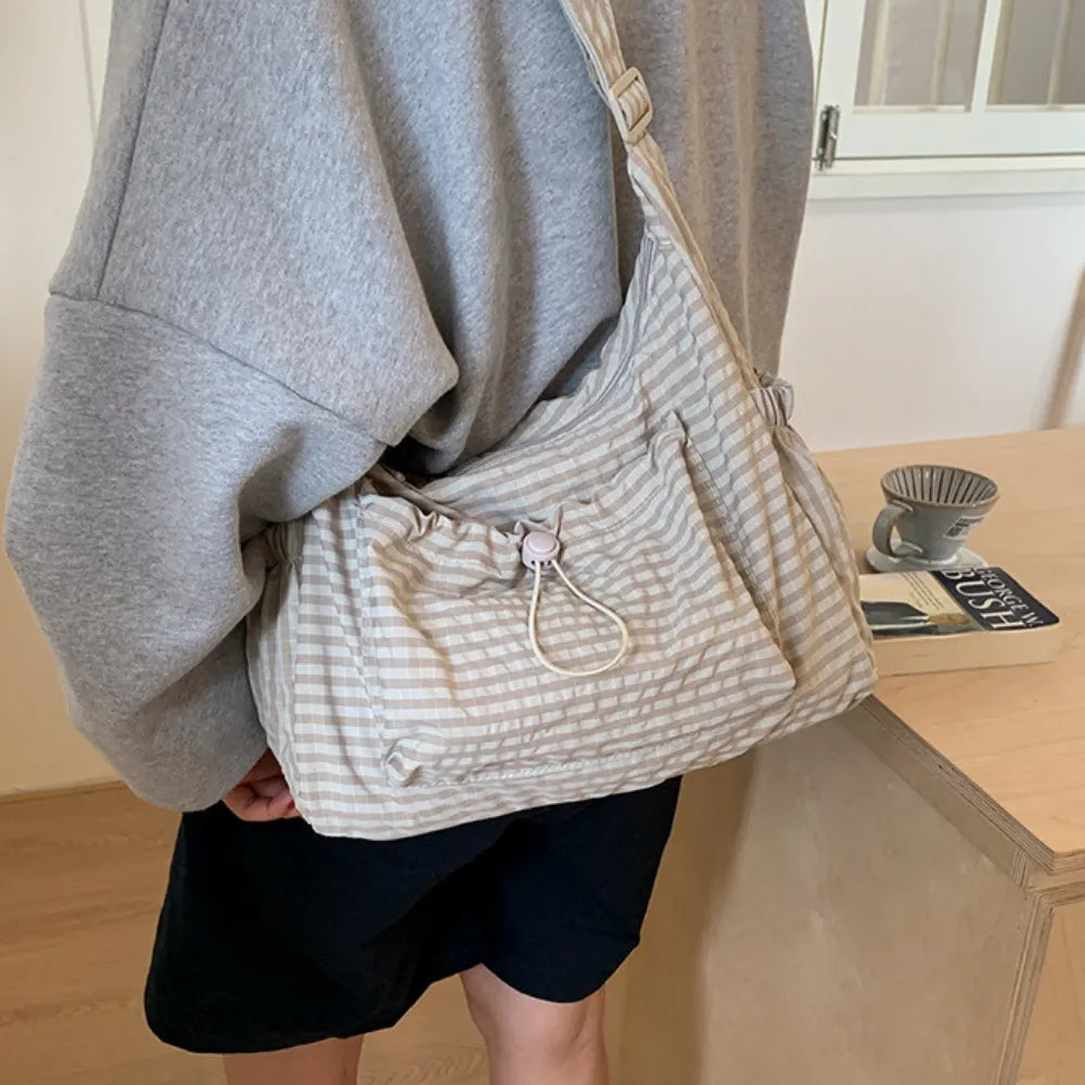 Sac bandoulière à carreaux en nylon