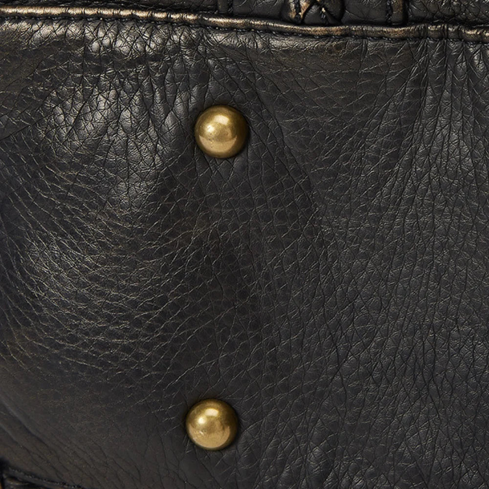 Sac bandoulière en simili cuir grainé à bords bronze