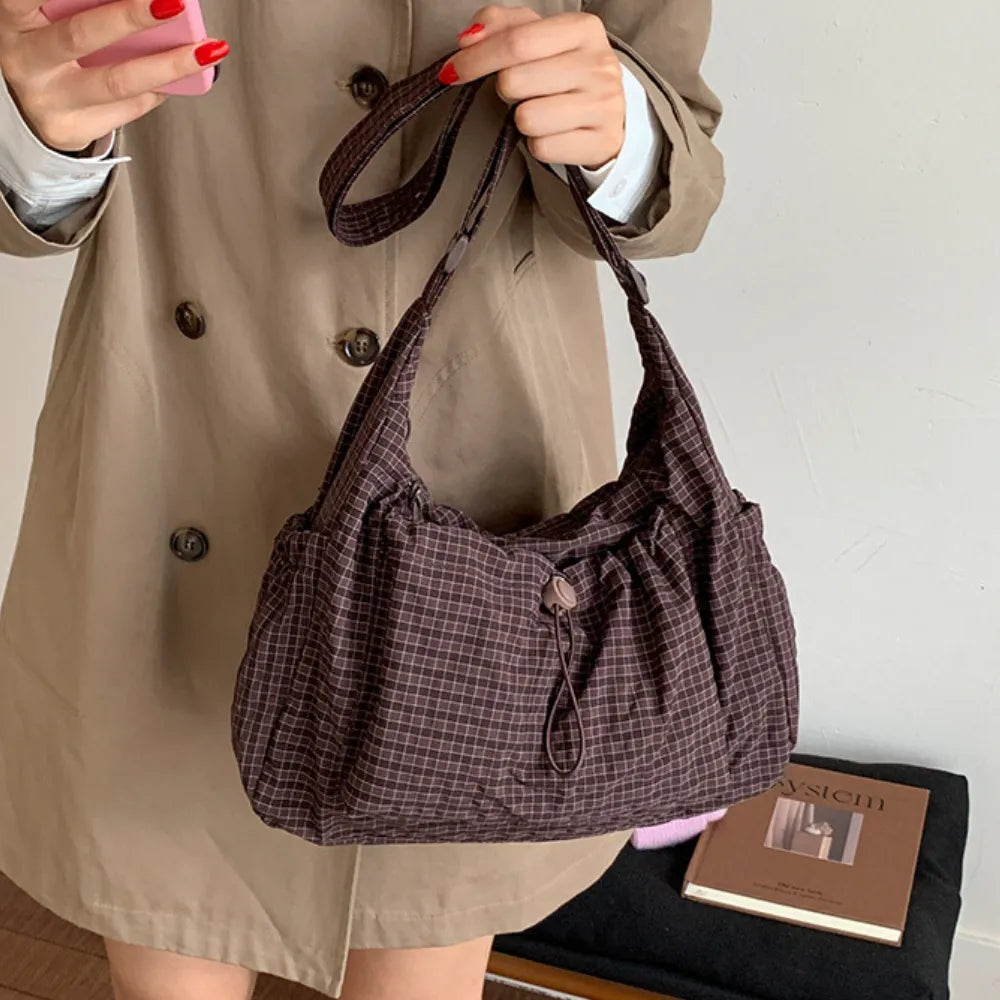 Sac bandoulière à carreaux en nylon