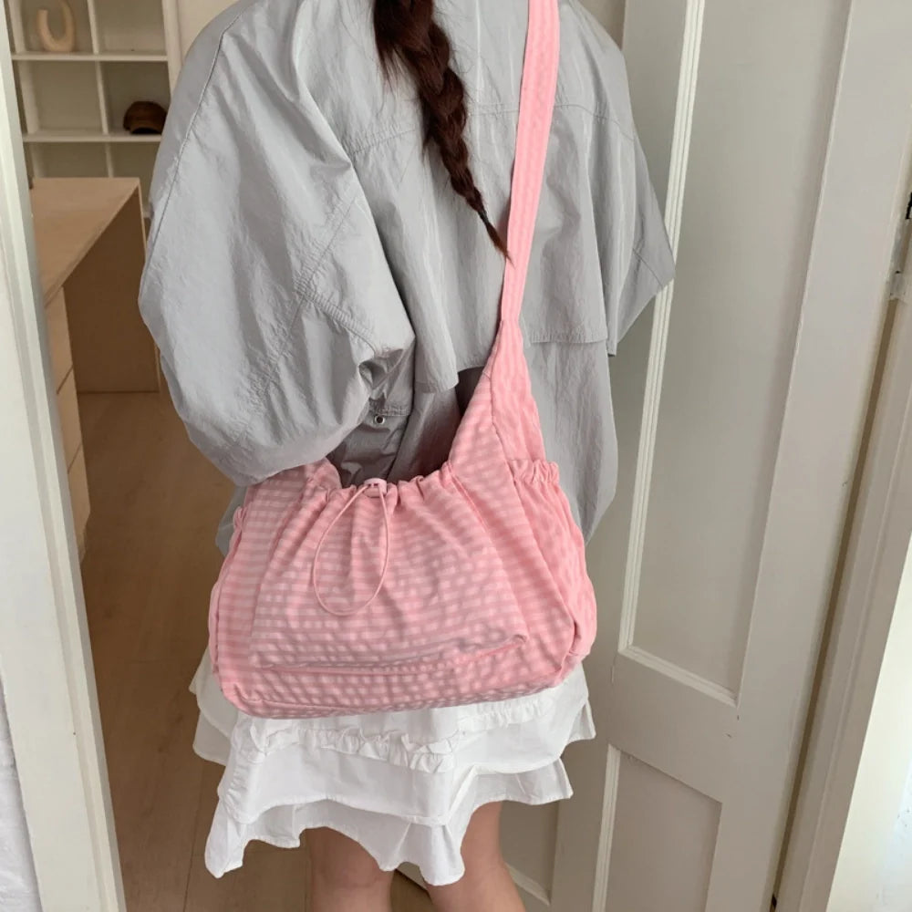 Sac bandoulière à carreaux en nylon
