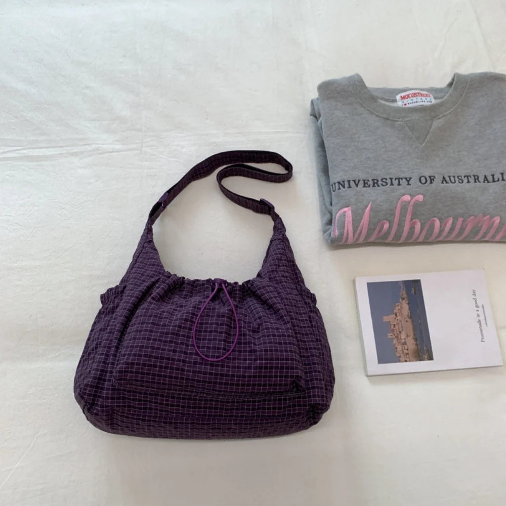 Sac bandoulière à carreaux en nylon