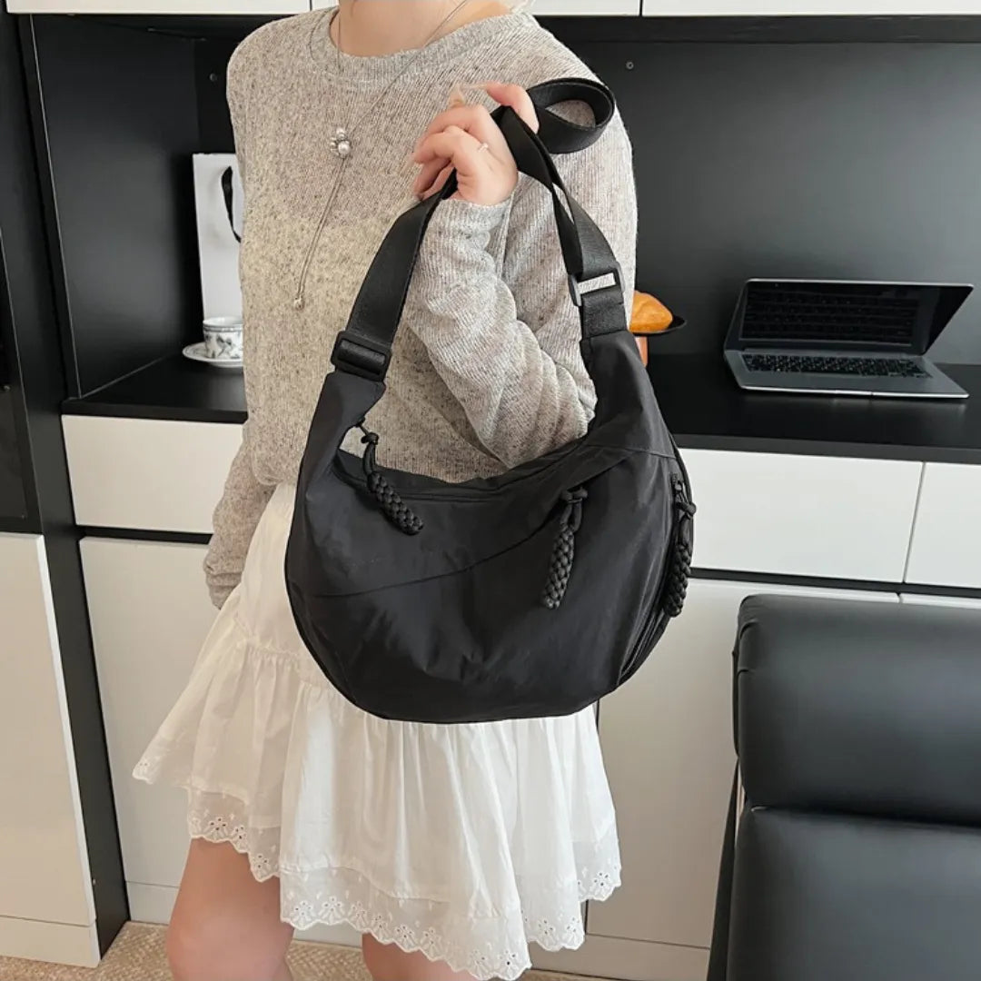 Sac bandoulière plat en nylon déperlant