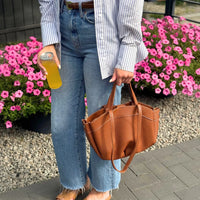 Sac cabas en simili cuir grainé avec pochette amovible