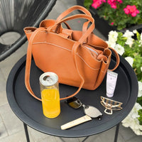 Sac cabas en simili cuir grainé avec pochette amovible