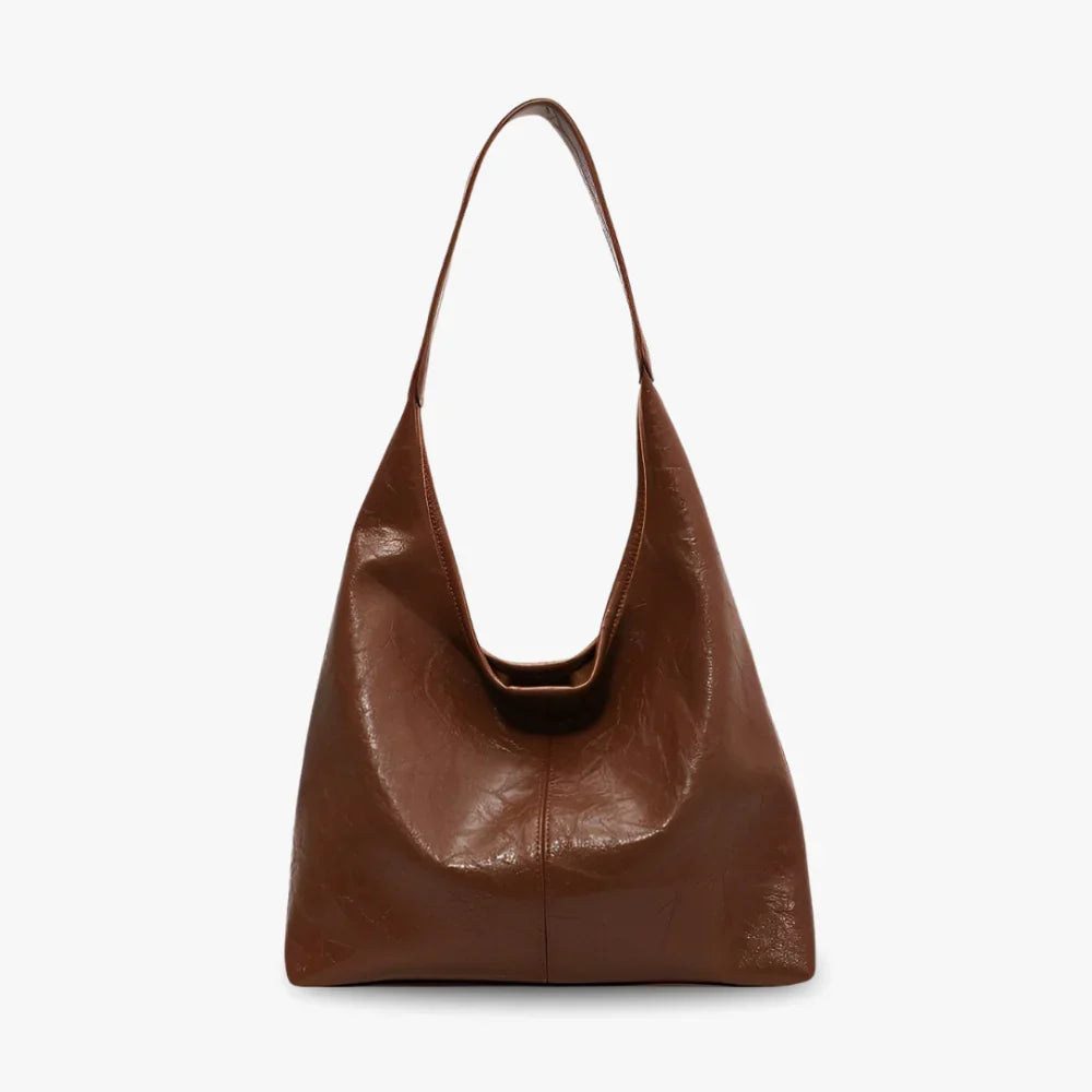 Sac hobo en simili cuir lisse avec pochette