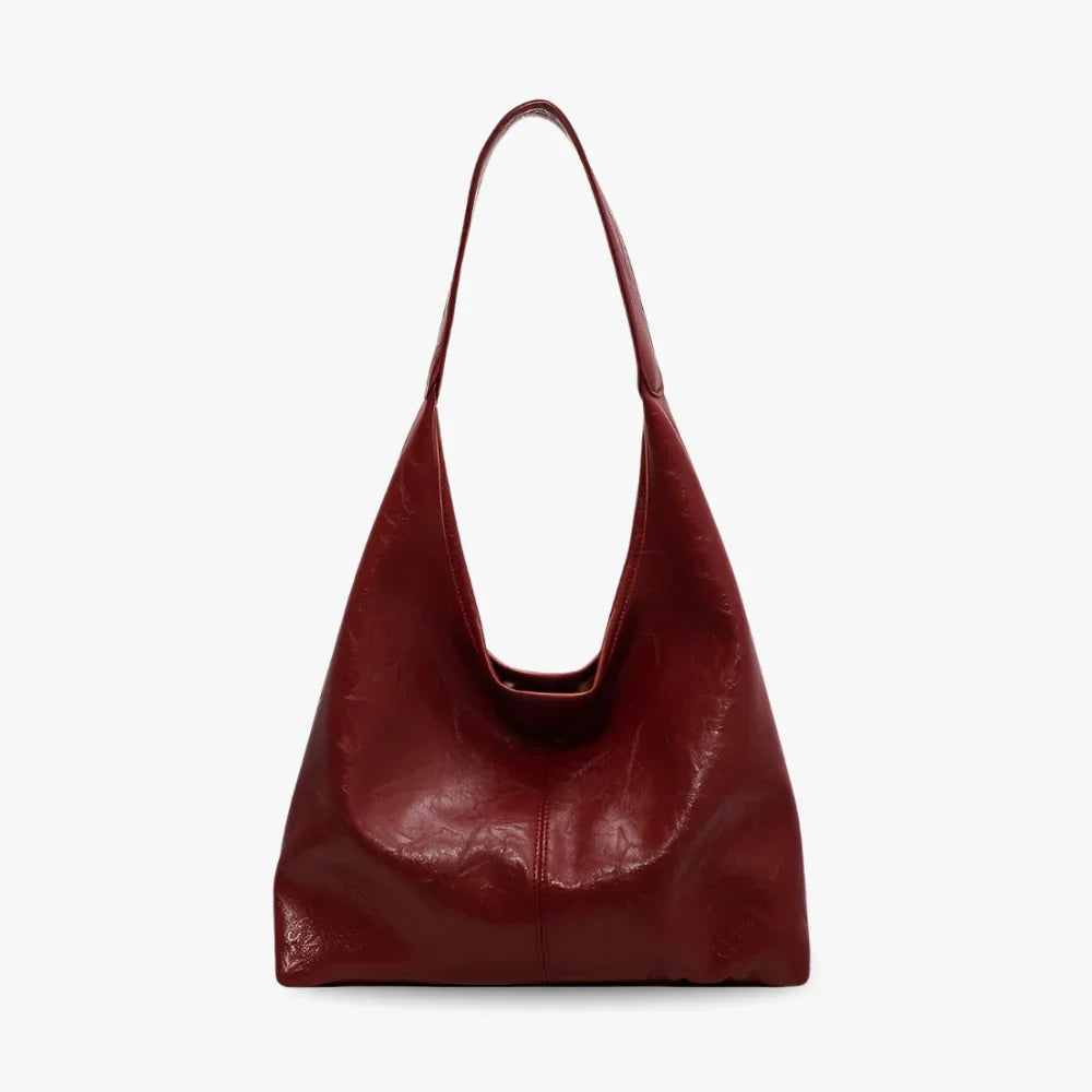 Sac hobo en simili cuir lisse avec pochette