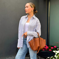 Sac cabas en simili cuir grainé avec pochette amovible
