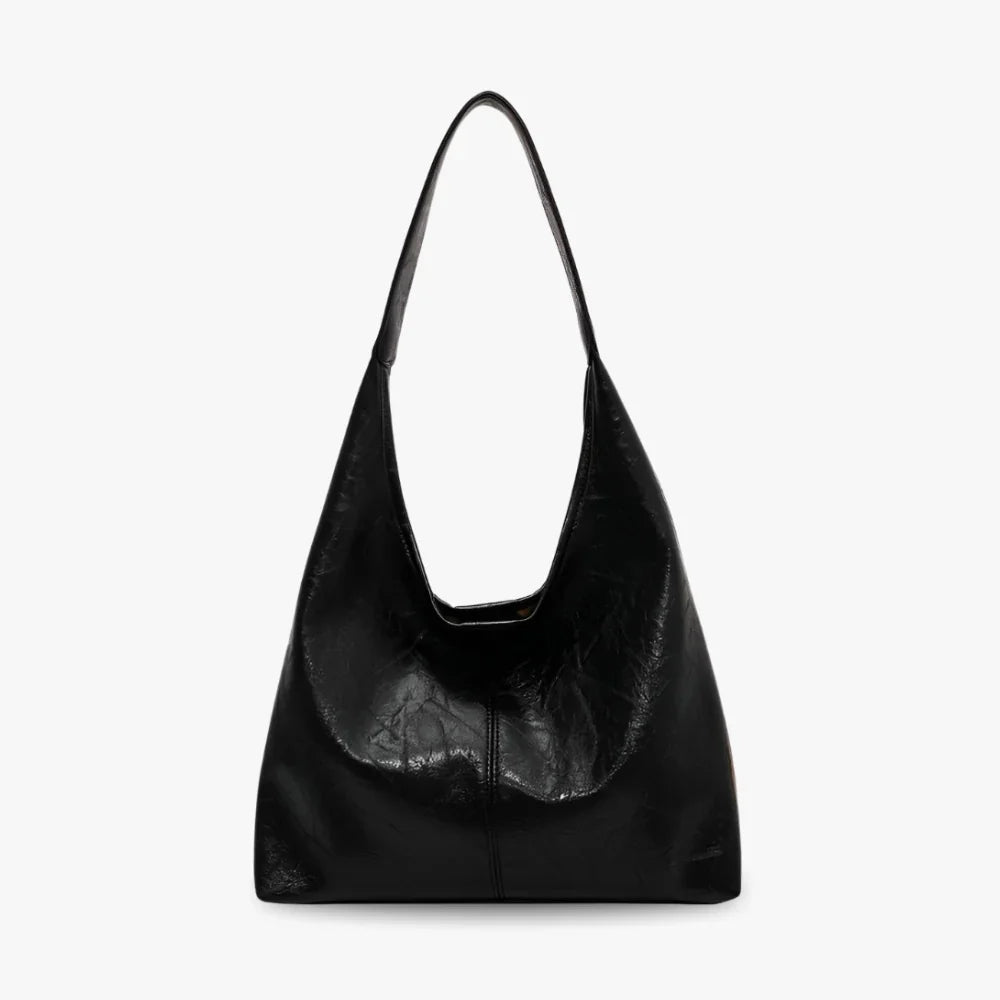 Sac hobo en simili cuir lisse avec pochette
