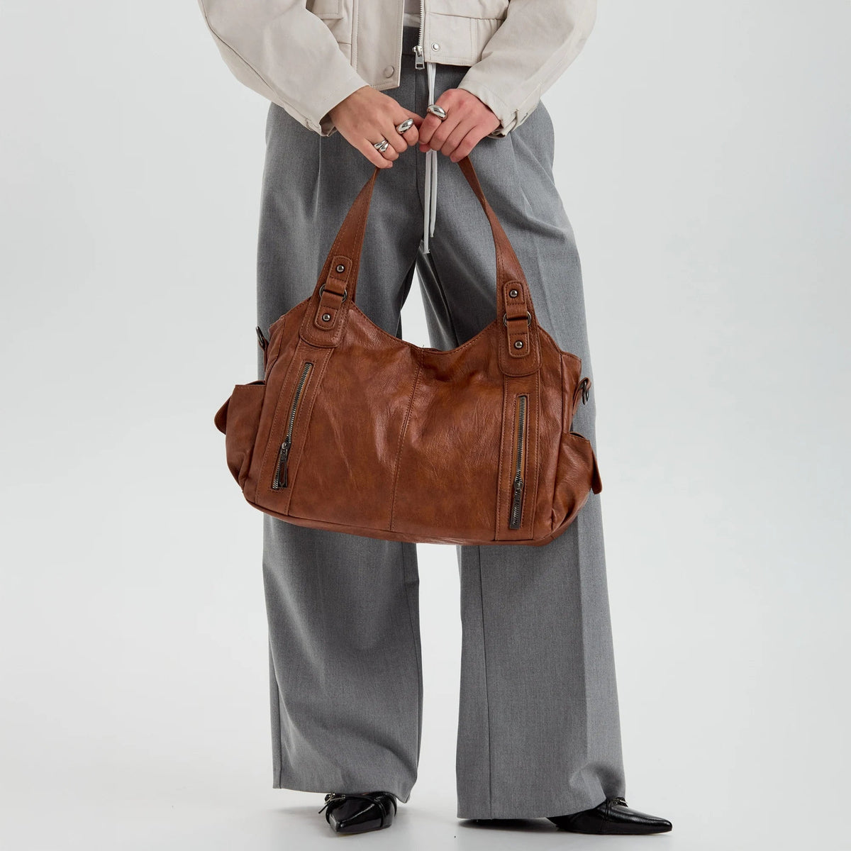 Grand sac bandoulière en simili cuir pour ordinateur