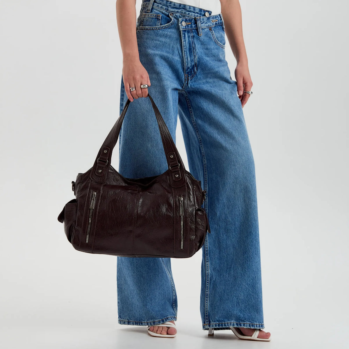 Grand sac bandoulière en simili cuir pour ordinateur