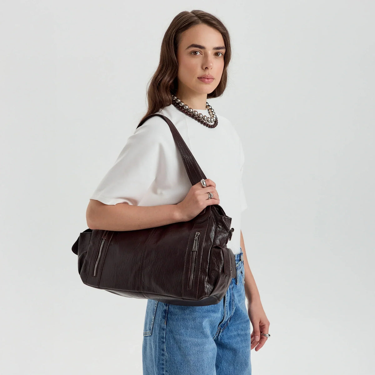 Grand sac bandoulière en simili cuir pour ordinateur
