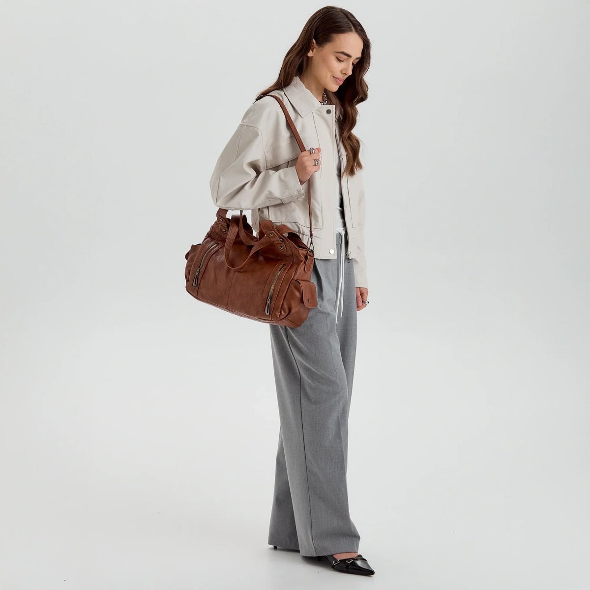 Grand sac bandoulière en simili cuir pour ordinateur