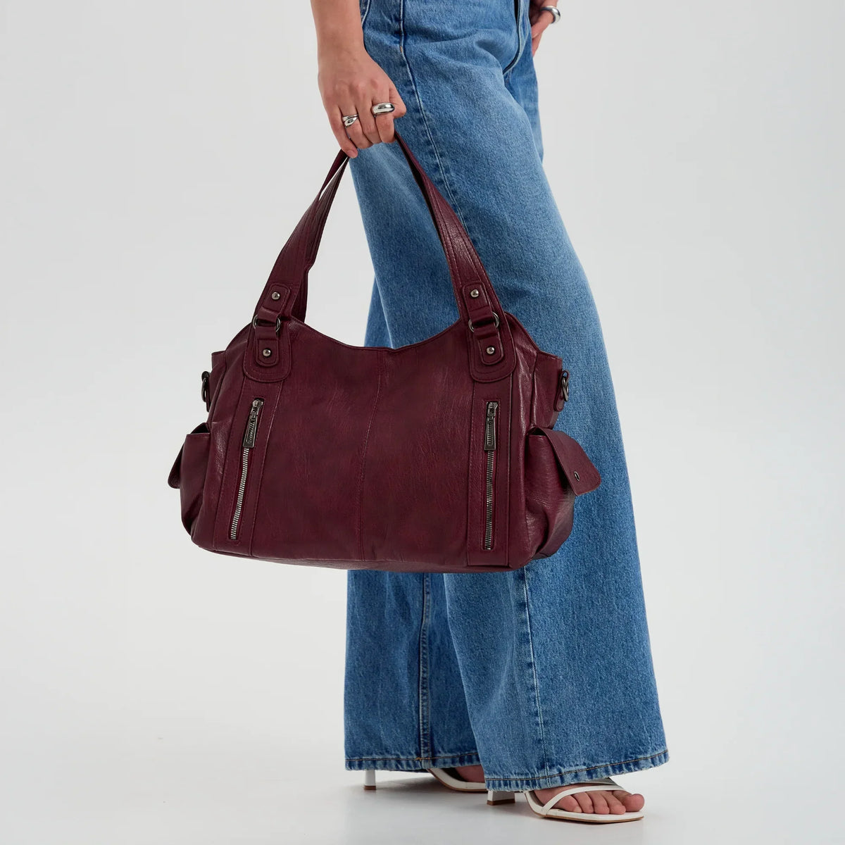 Grand sac bandoulière en simili cuir pour ordinateur