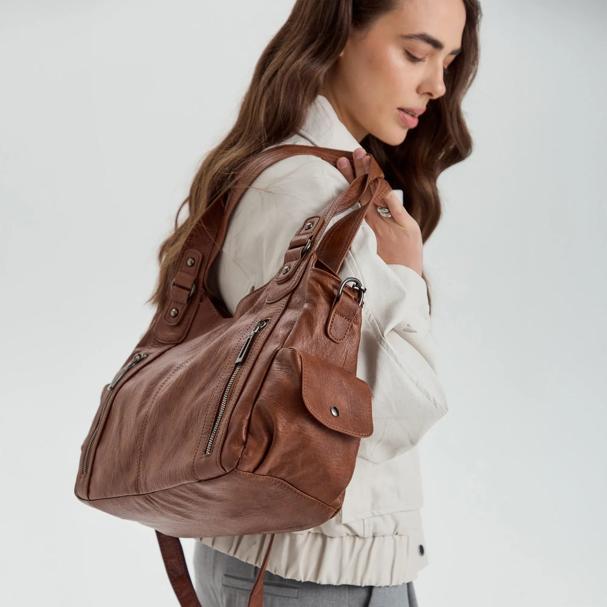Grand sac bandoulière en simili cuir pour ordinateur