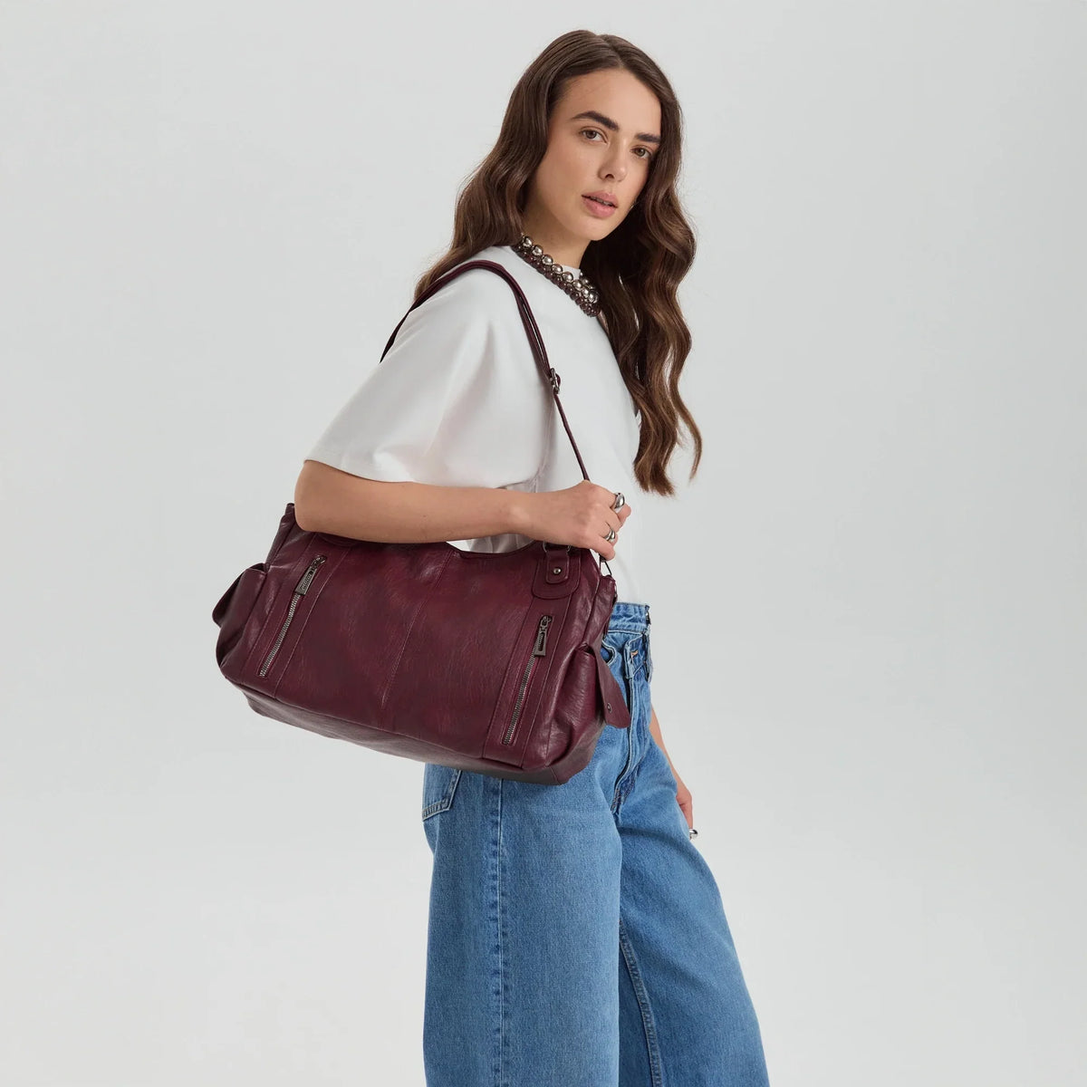 Grand sac bandoulière en simili cuir pour ordinateur