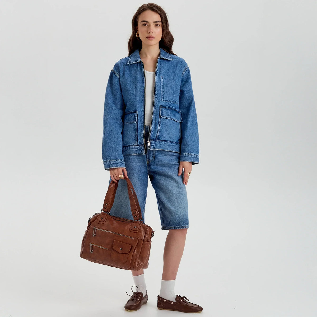 Sac bandoulière en simili cuir à deux compartiments