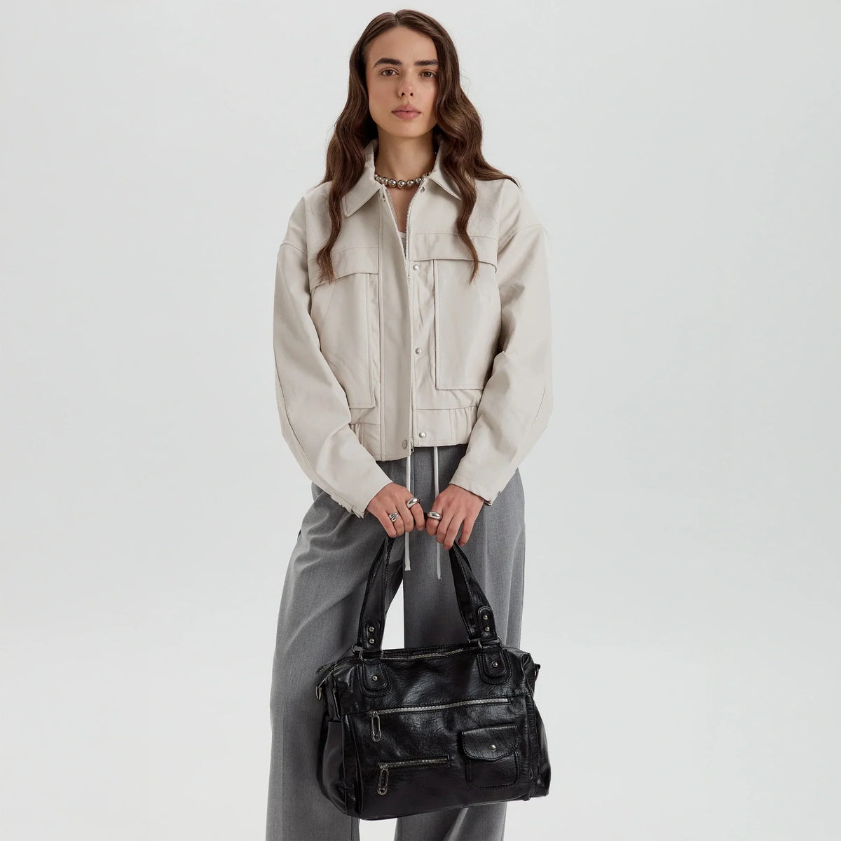 Sac bandoulière en simili cuir à deux compartiments