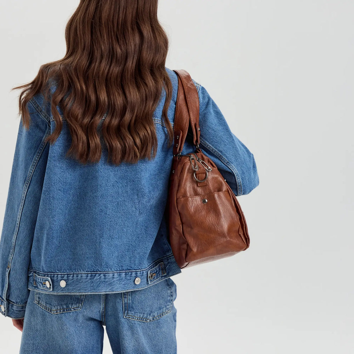 Sac bandoulière en simili cuir à deux compartiments