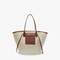 Sac cabas tressé en paille à double anse