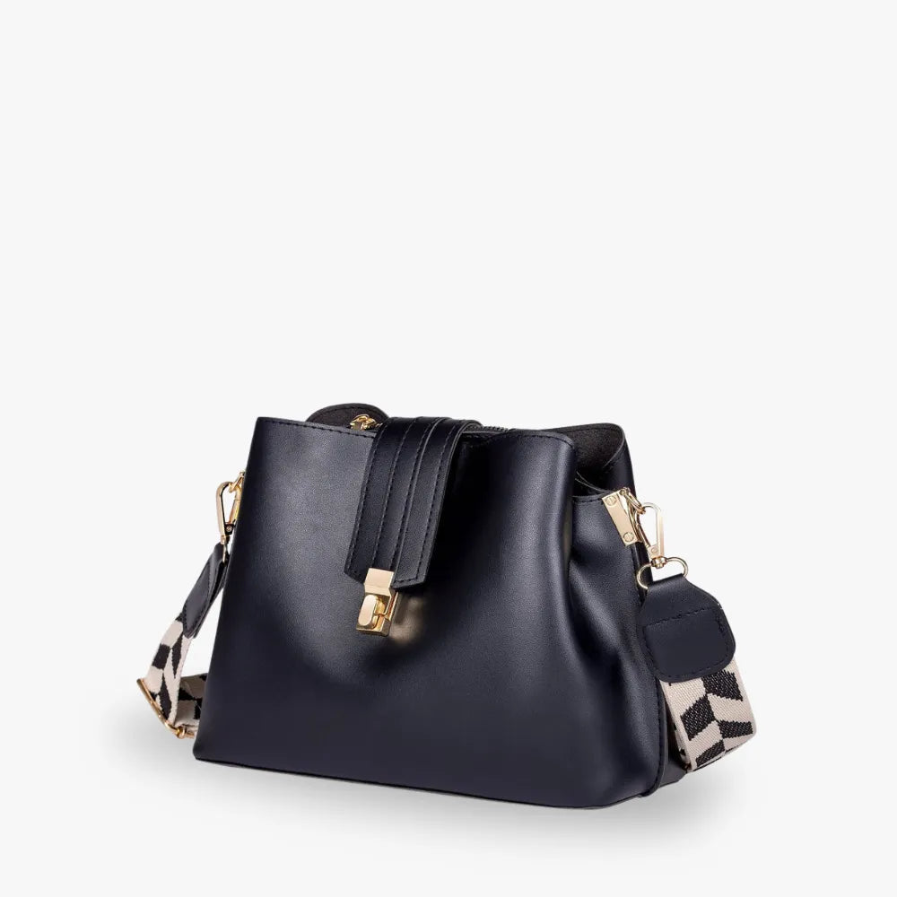 Sac bandoulière en simili cuir à fermoir métallique