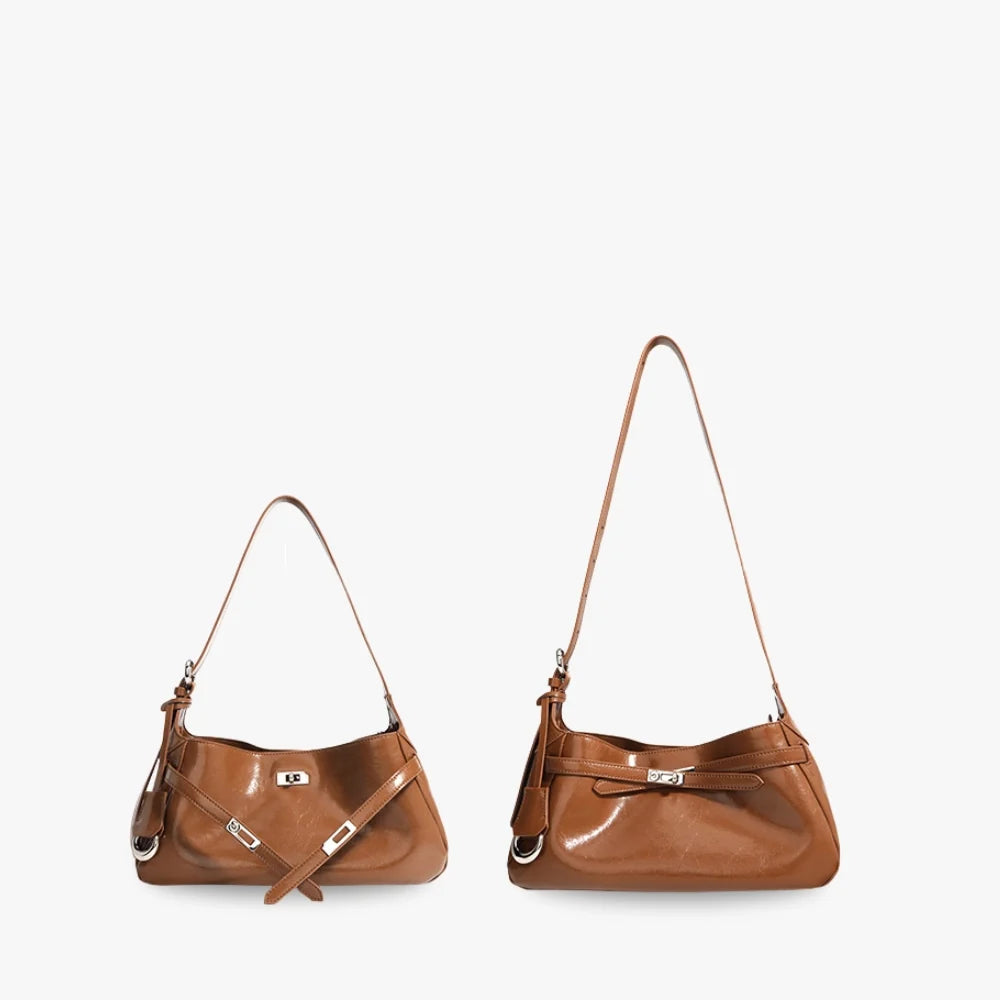 Sac à main coussin en cuir véritable à fermoir tournant