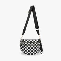 Sac bandoulière à damier en nylon déperlant