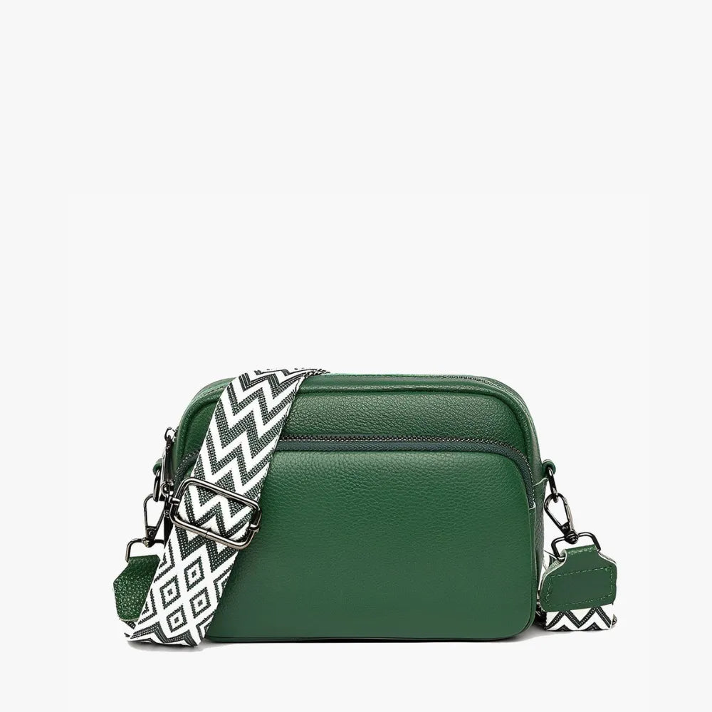 Petit sac bandoulière en simili cuir à sangle brodée