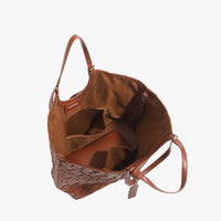 Sac cabas tressé en simili cuir avec pochette