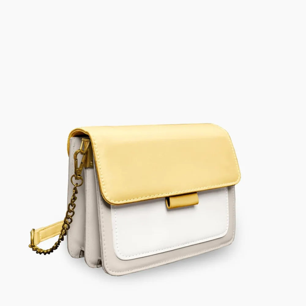Mini sac bandoulière bicolore en simili cuir