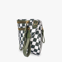 Sac bandoulière à damier en nylon déperlant