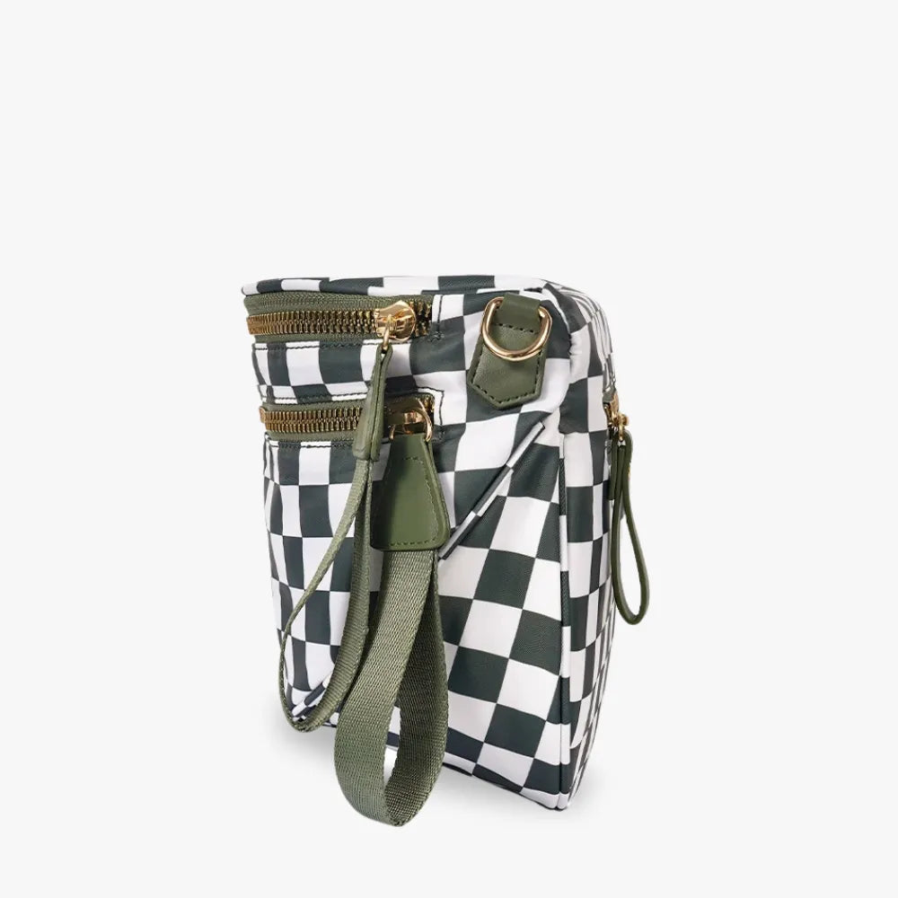 Sac bandoulière à damier en nylon déperlant
